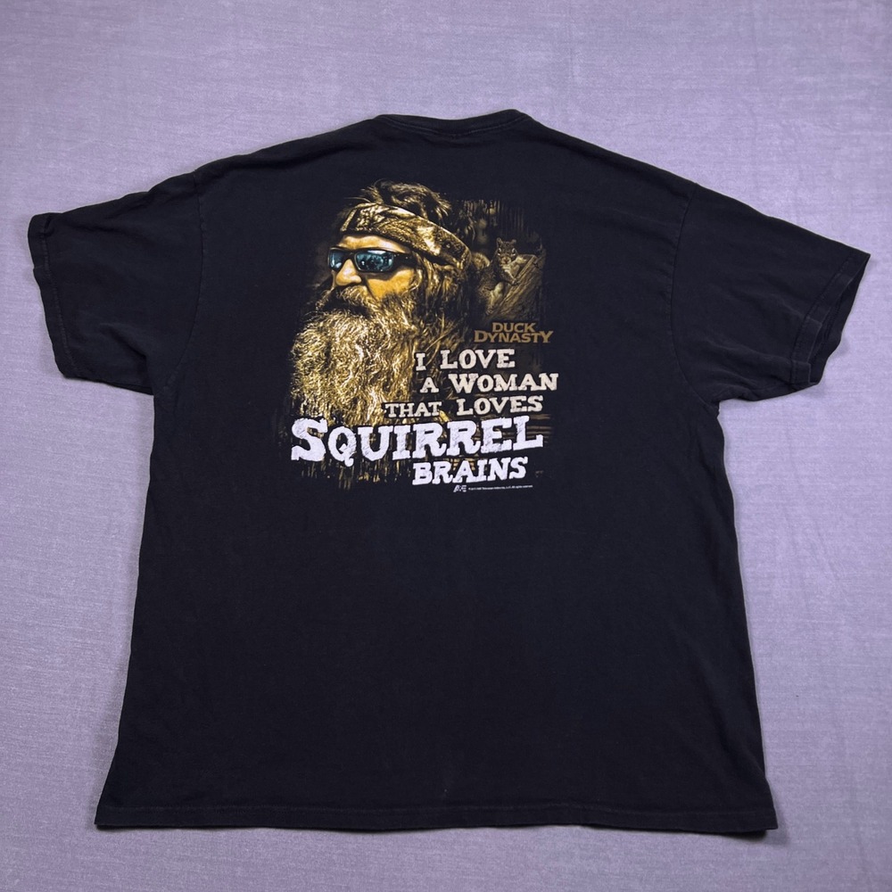 Duck Dynasty Si Robertson Squirrel Brains Graphic T-Shirt Mens 2XL Black‎ Cotton